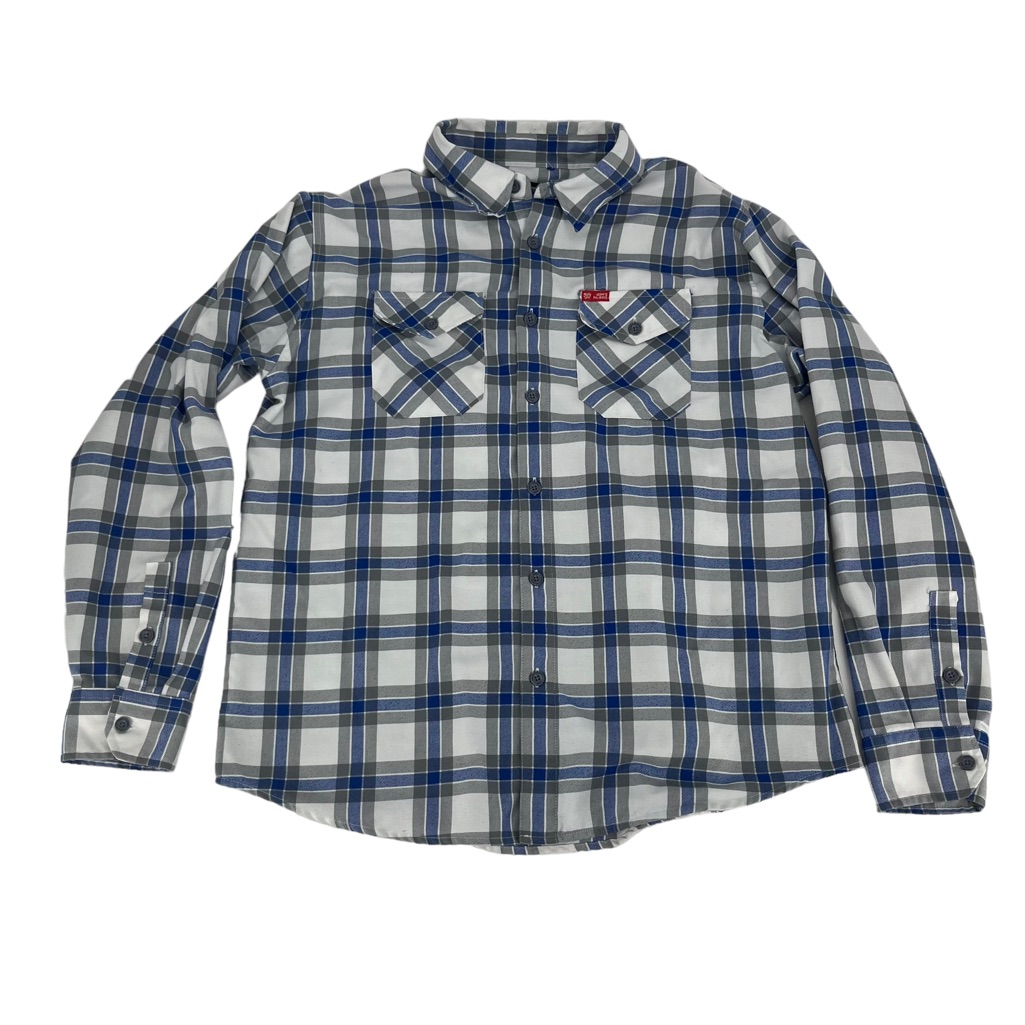 Dixxon Shirt Mens Xl Blue White Plaid Flannel Rinser Adam’s Polishes Outdoor